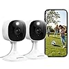 AOQEE 2K Cameras for Home Security-Outdoor/Indoor Camera for Dog/Cat/Pet/Nanny/Baby, Color Night Vision, White Light, Siren, 24/7 SD Recordings, Works with Alexa/Google Home, C1 (C1-White-2pack-2.4G)