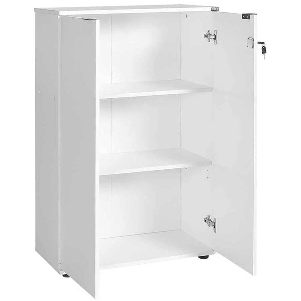 BAKAJI Armadio Archivio documenti 2 ante, Mobile Mobiletto Di Ufficio Modulo Scaffale 3 Ripiani, per Casa, Ufficio, Studio, porta Carte, Portadocumenti Con Chiave Chiusura a Serratura (Bianco)