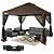 CROWN SHADES Gazebo 10x10, Pop Up Gazebo with Mosquito Netting, Screen Tent with 4 Ropes, 8 Stakes, 4 Sandbags and Wheeled Storage Bag, Canopy for Patio & Backyard, Coffee