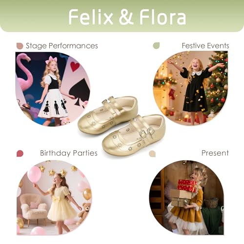 Image of Felix & Flora Toddler Flower Girl Dress Shoes - Baby Girl Ballet Mary Jane Flats for Party School Wedding