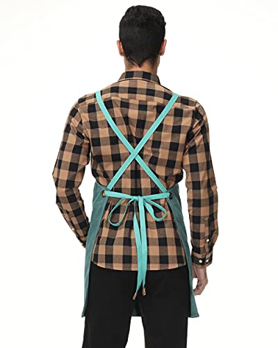 Tonak Canvas Kitchen Apron For Men Women Chef Cooking Apron Cross Back 3 Pockets #TOP3