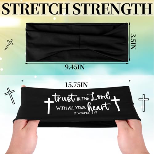 Image of 5 Pcs Christian Athletic Headbands Gifts Cross Headband for Men Women Bible Verse Workout Religious Stretchy Sweat Bands