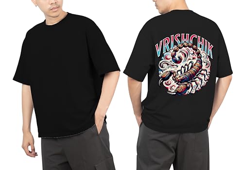 Image of Men's Zodiac Sign Printed Oversized Cotton T-Shirt