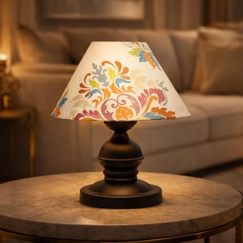 tu casa Urban Radiance Metal Table Lamp |English Oak Print Satin ...