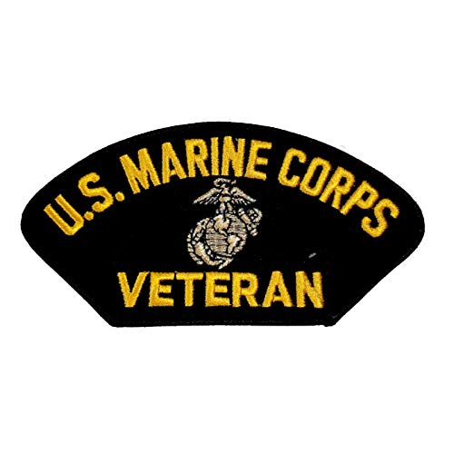 US Marine Corps Veteran Embroidered Patch Yellow On Black