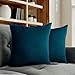 Housse Coussin 40x40 cm en Velours Bleu Foncé (Set de 2) - pour Coussins Decoratifs pour Canapes - Housses de Coussin Oeko-TEX - Coussin Decoratif Lit - Housse Oreiller Dreamzie