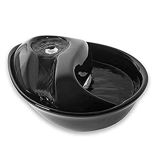 Pioneer Pet Raindrop Fountain, Pet Drinking Fountains (60 oz., Black Ceramic)