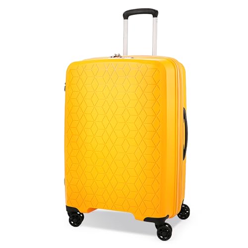 Verage Luxe Diamond 69 cm Medium Check-in Polypropylene Hard Shell Luggage with TSA Lock, Expandable Suitcase with Anti-Theft Zipper, Double Spinner Wheels & Telescopic Handle (25,Yellow)