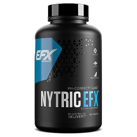 EFX Sports Nytric EFX | pH Correct AAKG Arginine & Citrulline Pre Workout Pills | Longer Lasting Muscle Pumps | 60 servings, 180 Quick-Release Tablets Cover