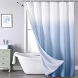 CZL Bathroom Blue Shower Curtain Set Ombre with 12 Hooks, Modern Shower Curtain, Gradient Textured Shower Curtains for Bathroom, Waterproof Fabric Shower Curtains, Machine Washable, 72 x 72 Inches