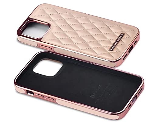 Image of PULOKA iPhone 11 Leather Back Cover Royal Diamond Pattern with Electroplated Cover Compatible for Apple iPhone 11 6.1 inchinch - Pink