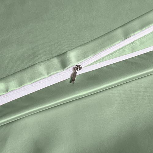 Image of NSGZ Satin Duvet Cover for Weighted Blanket, 60x80, 8 Ties, Sage Green | 8 Ties And Zipper For Secure Fit, Cooling Satin Gentle On Skin, Machine Washable, Fits 48x72 And 60x80 Weighted Blankets