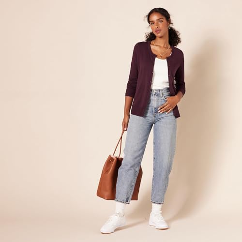 image for Amazon Essentials Women's Lightweight Crewneck Cardigan Sweater (Avail