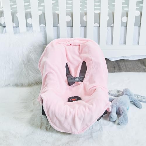 Image of EVERYDAY KIDS Pastel Pink Baby Car Seat Blanket for Baby and Toddler Girls Baby Bunting Swaddle Wrap Blanket for Interior Car Seat; Cover Baby and Keep Car Seat Clean