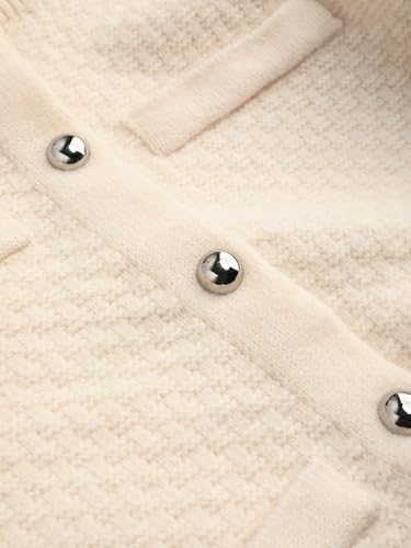 CIDER Knit Round Neckline Solid Button Oversized Cardigan3