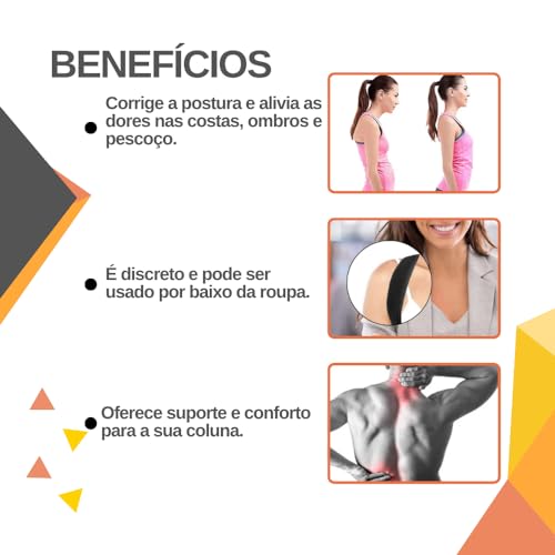 Colete Corretor de Postura Ortopédico Ajustável Unissex Coluna Postural Ombro Cervical Dor Costa Ali