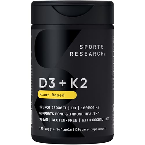 Sports Research Vitamin D3 with K2 Softgels - Plant Based