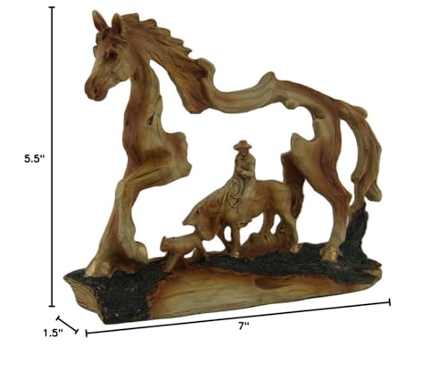 Estatua Western de Vaquero y Caballo de Resina miniatura 4
