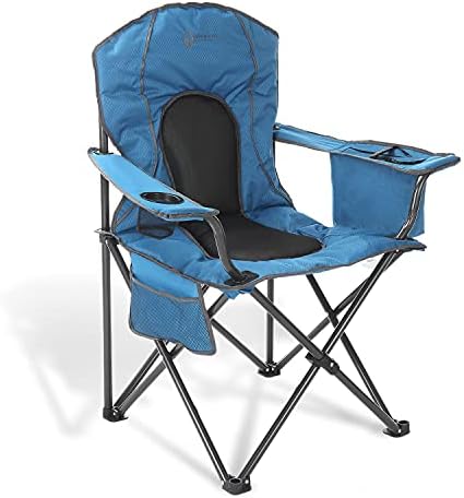 ARROWHEAD OUTDOOR Portable Folding Camping Quad Chair w/ 4-Can Cooler, Cup-Holder, Heavy-Duty Carrying Bag, Padded Armrests, Supports up to 330lbs