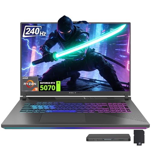 Image of ASUS ROG Strix G18 Gaming Laptop, NVIDIA GeForce RTX 5070, AMD Ryzen 9 7940HX, 16GB RAM, 2TB Storage(1TB SSD+1TB Docking Station), Backlit Keyboard, 18 inch 2.5K 240Hz Display, Win 11, Gray