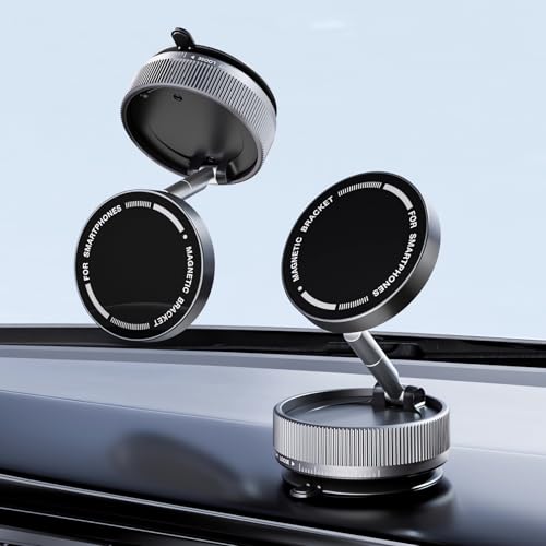 XiJiefa Xijifa supporto per cellulare auto magnetico,Supporto per telefono cellulare pieghevole portatile sottovuoto,Supporto per smartphone sul cruscotto del girevole a 360 gradi(nero)