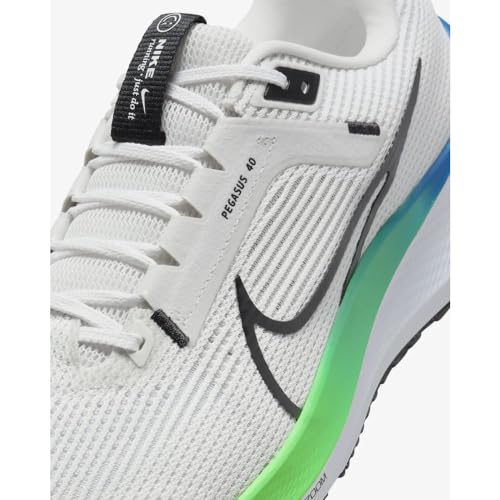 NIKE Pegasus 40 Men's Road Running Shoes, PLATINUM TINT/BLACK-WHITE-GREEN STRIKE, 12 UK (13 US) 6