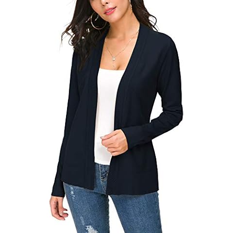 EXCHIC Women's Long Sleeve Open Front Lightweight Knitted Cardigan (XL, Navy Blue) Cover