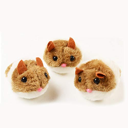 caralin Pull String Vibrating Movable Interactive Toy Plush Mice for s Plush, app.8x6cm/3.15x2.36in, As Pic Shows