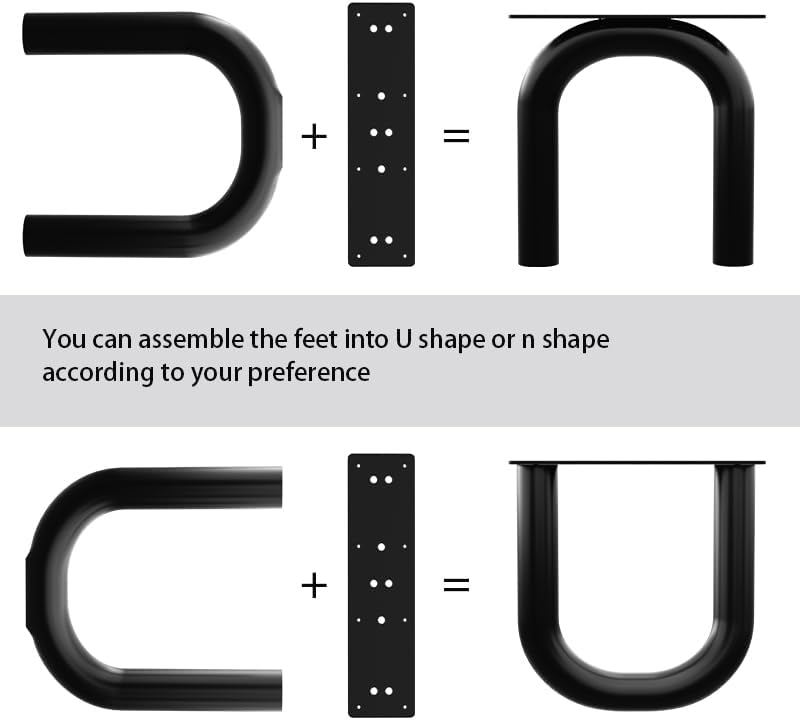 Orgerphy 16” Black U-Shape Metal Table Legs (2PCS)| Heavy Duty Coffee Table Legs Furniture Legs Bench Legs | Mid Century Modern Metal Legs for Coffee Table Furniture Bench Legs (16”H x 15”W)