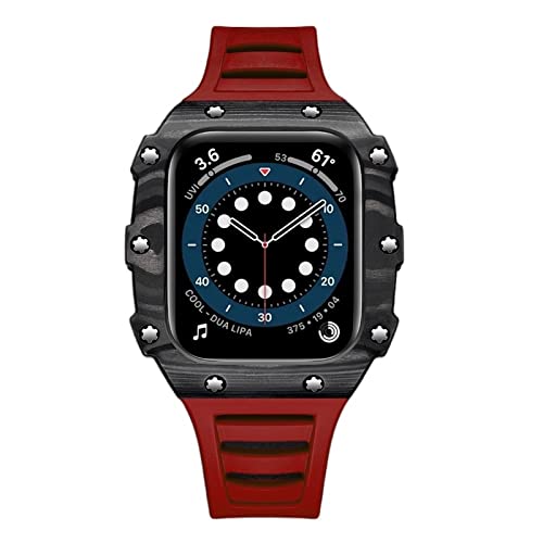 Boîtier Apple Watch 7 fibre de carbone 45mm, bracelet et lunette céramique pour iWatch 6 SE