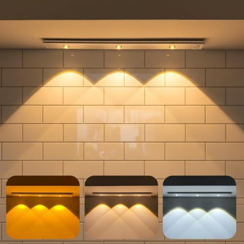 Image of FLYNGO Motion Sensor Under Cabinet LED Light, 3 Color Modes Closet Light with Stepless Dimming for Kitchen, Cabinet, Wardrobe, Bedroom, Cupboard (40CM - Pack of 1)