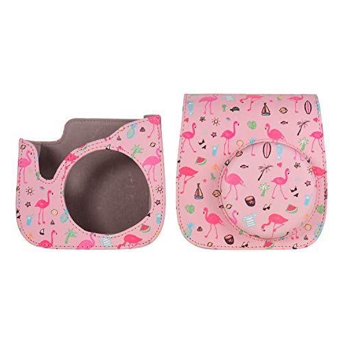 Andoer Bolsa para câmera instantânea de couro PU com lindas estampas com alça de ombro para Fujifilm