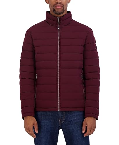 Image of Nautica Men's Reversible Quilted Puffer Jacket -Midweight Mechanical Stretch Winter Coat
