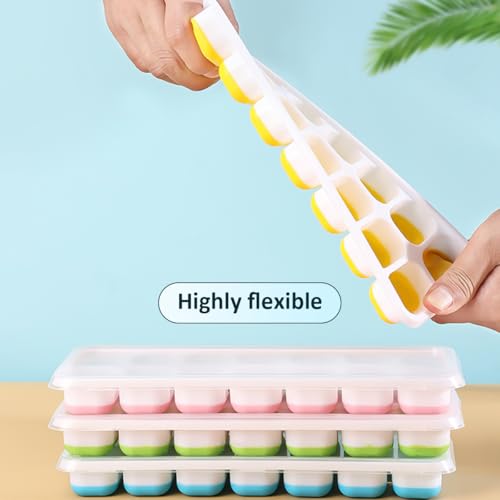Bandejas para Cubos de Hielo, Pack de 3, Silicona Reutilizable miniatura 3