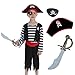 Sincere Party Déguisement garçon pirate enfant avec chapeau, épée, cache-œil 3-4 Ans