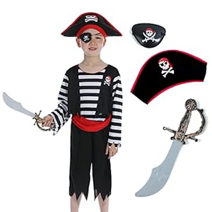 Sincere Party Disfraz infantil de pirata con sombrero, espada y antifaz, disfraz de pirata