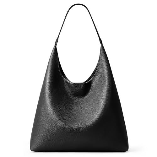 KALIDI - Borsa hobo Slouchy da donna, in similpelle e similpelle scamosciata, borsa tote a tracolla per il fine settimana, borsa per il viaggio casual, nero, Medium
