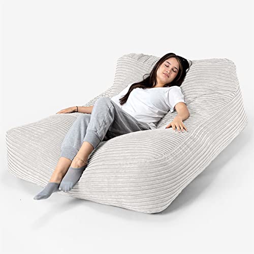 Lounge Pug, Schlafsofa Sitzsack, Chaiseloungue, Cord Creme – Bild 5