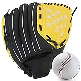 Baseball Glove,Baseball Softball Mitt with Ball for Kids Youth Adults Training and Beginner,Right Hand Throw,Left Hand Glove (Yellow, 12.5in)