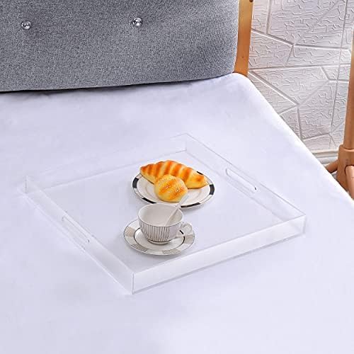 Extra Large Clear Acrylic Ottoman Tray with Cutout Handles 24x24 Inch Over-Sized King-Size Serving Tray Boot Organizer Decorative Tray for Living Room Bedroom,Bathroom and Kitchen Entryway - Image 6