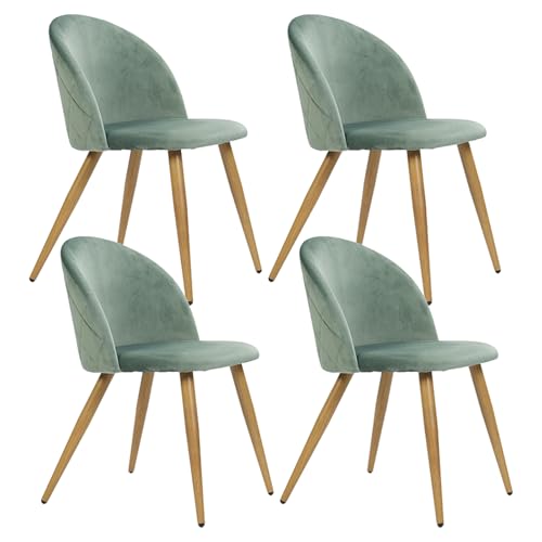 Songvas Lot de 4 Chaises de Salle à Manger, Revêtues de Velours avec Dossier, Chaises Longues de Style Scandinave, Pieds en Chêne, conviennent à Salle à...