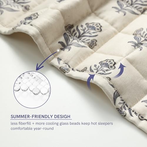 Image of YnM 12lbs Weighted Blanket for Adults, Linen Heavy Bed Throw Blanket with Cooling Glass Beads for All Season Use, Ideal for ~110lbs (48x72 Inches, Twin /Full, Damask)