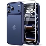 Immagine di TAURI Cover per iPhone 17 Pro con Pellicola in Vetro Temperato,Protezione Completa della Fotocamera,Custodia Traslucida Opaca - Blu Opaco