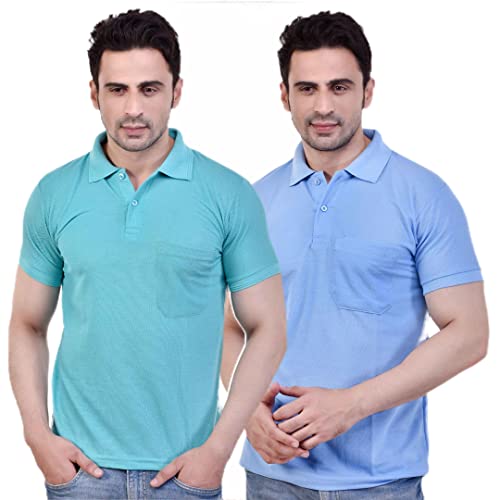 Image of SMAN Men's Polo T-Shirt Regular Fit Half Sleeve Multi Color Combo Pack of 2