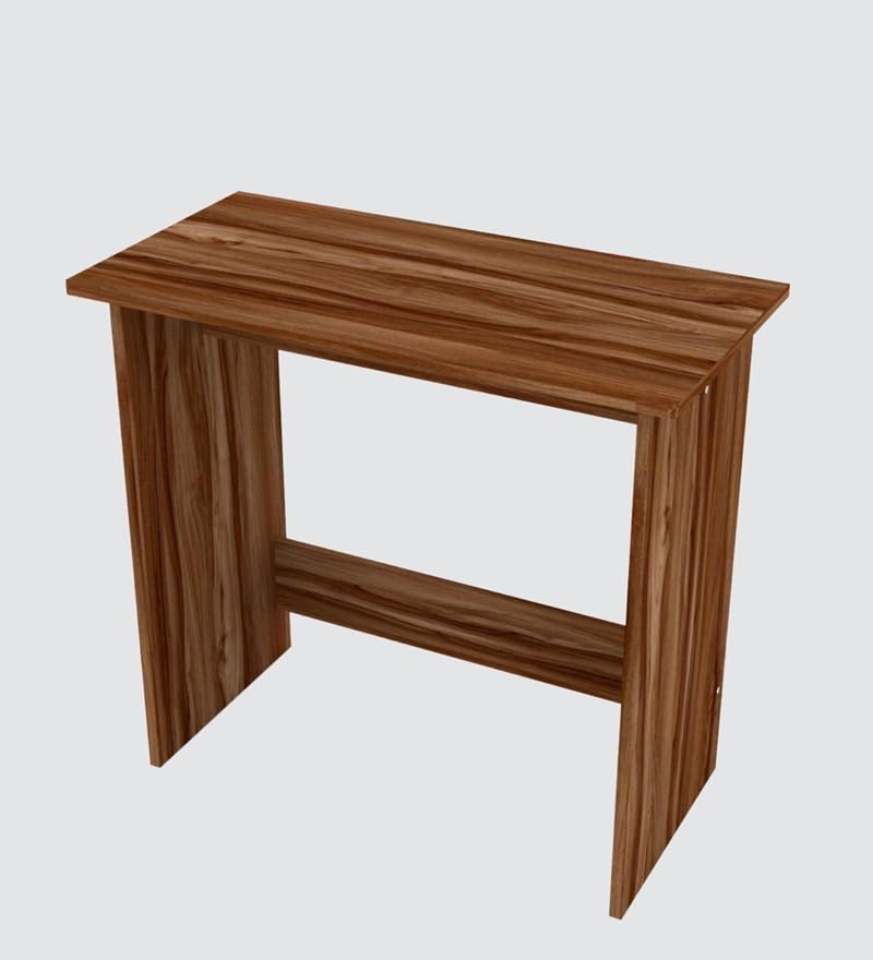 Image of Compact Study Desk, Walnut Brown Finish, 80x40x74 cm, Space-Saving Home Office Table, Modern Design, DIY Assembly