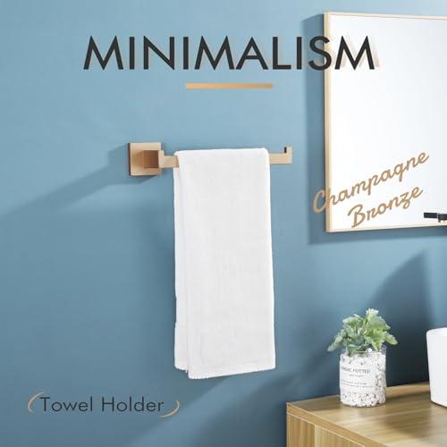 Image of KOKOSIRI Towel Bar for Bathroom Wall Mount 9'' Hand Towel Holder T-304 Stainless Steel Bath Kitchen Accessories, Champagne Bronze B3003CPG