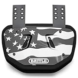 Battle Sports Novelty Football Back Plate – Hard Shell Lower Back Protector with Contoured Foam for High-Impact Protection - Adult, American Flag Silver/Black