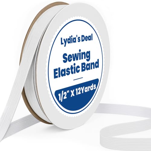 Elastic Band for Sewing 1/2 Inch Wide 12 Yards Durable & Soft High Elasticity Stretch Elastic Bands Cord for Sewing Waistbands Pants DIY Crafts White