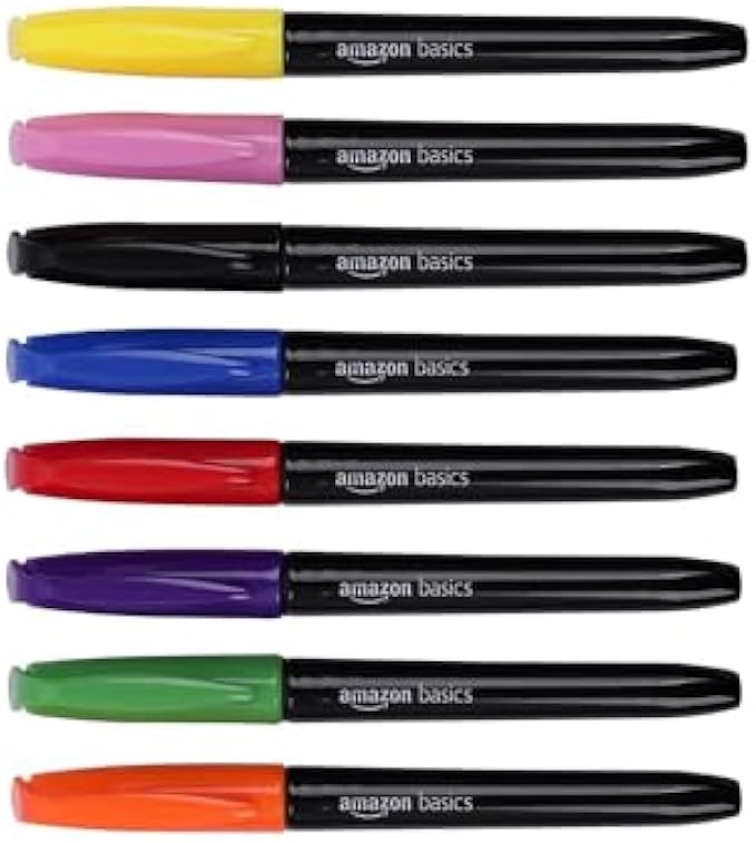 Amazon Basics Fabric Markers, Assorted Colors, 8-Pack