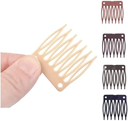 50 PCS Hair Clip Combs for Wigs 7-Teeth Plastic Combs, Blonde